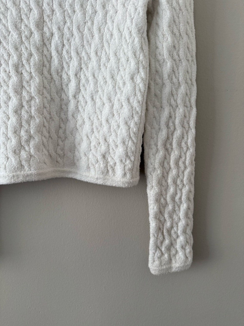 J. Crew - Odette Cable-knit Sweater Lady Jacket in Cotton-blend Bouclé - Ivory - Picture 11 of 13